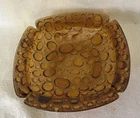 Libbey Blenko Large Amber Glass Bubble Pebble Ashtray 8” Trinket Dish