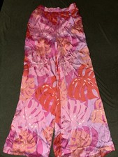 Adrienne Wide Flare Leg Cora Floral Pants Size Medium USA Made BNWOT Pink Orange