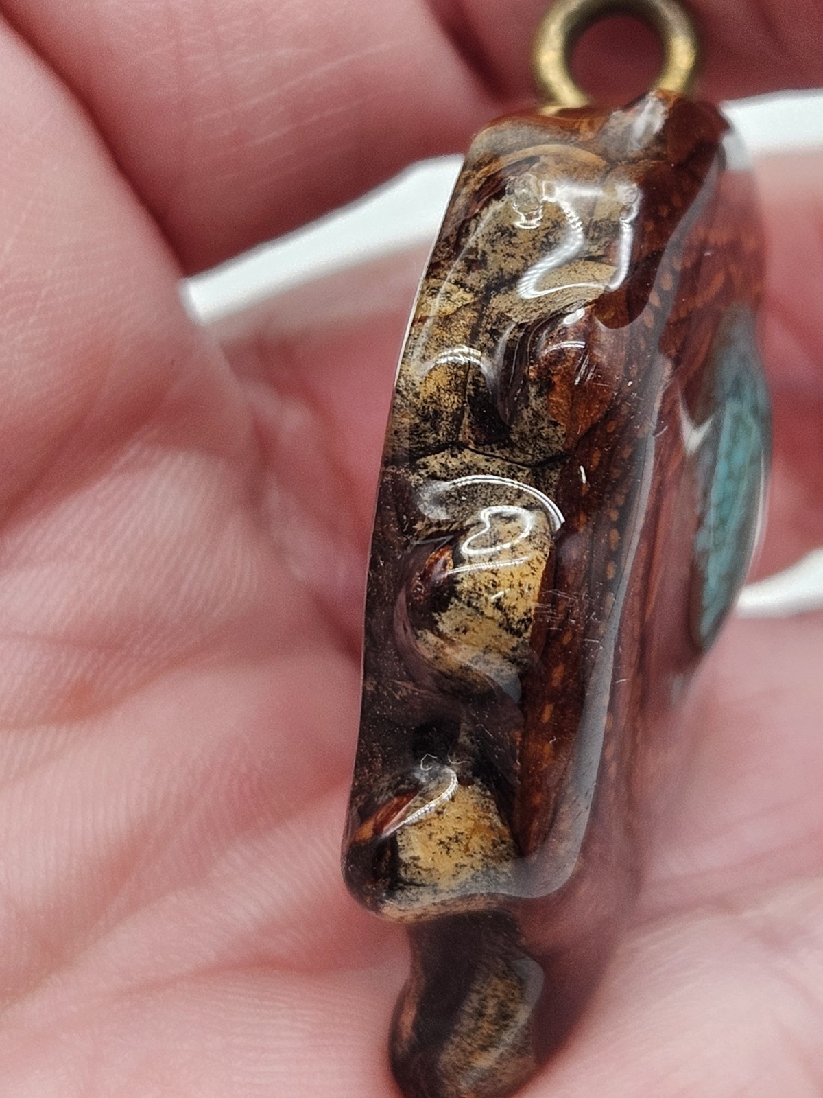 Handcrafted Third Eye Pinecone Turquoise Pendant - image 7