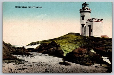 Vintage Elie Ness Lighthouse Scenic Postcard Scotland Coast AA174