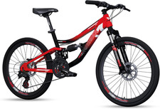 Bicicletta Bici MTB 24'' Pollici Mountain Bike BIAMMORTIZZATA Ragazzo Cambio 21
