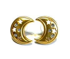 Celestial Moon Earrings Gold Tone Witchy Stevie Horoscope Astronomy Astrological