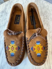 Ralph Lauren Polo Childs Moccasin - Size 2.5 Leather with Embroidery