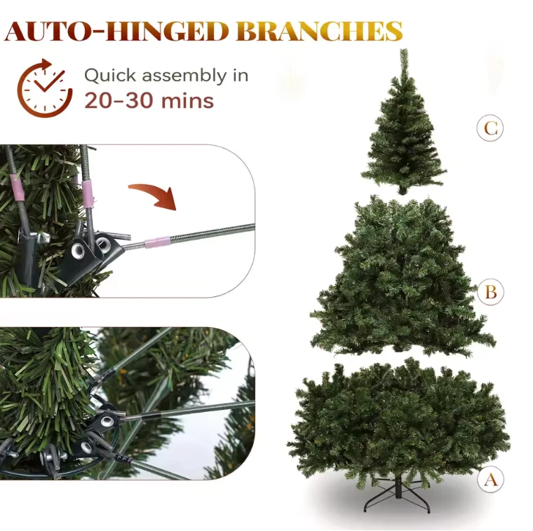 6ft Pre-Lit Green Christmas Tree 880 Tips 250 Light in 2 Color 8 Mode Xmas - Image 4 of 4