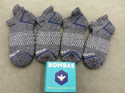 4 Pairs Bombas Size L Men's Honeycomb All-Purpose Performance Ankle Socks Grey