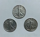 Lot Of 3, USA 90% Silver Walking Liberty Half Dollars; 1942, 1943 And 1945