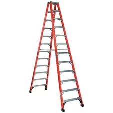 Louisville Fm1412hd 12 Ft Fiberglass Twin Stepladder, 375 Lb Capacity