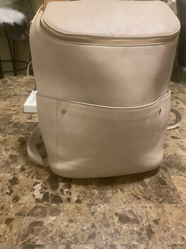Aldo Cream Faux Leather Women Travel Backpack Gold & Brown Accents  - Image 2 of 4