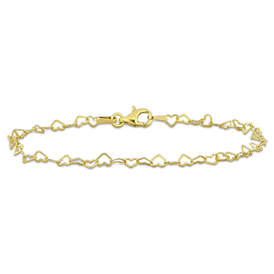 Brazalete de eslabones de corazón de 3 mm enchapado en amarillo Amour - 7,5 pulgadas