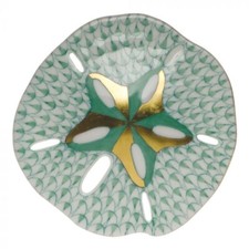 HEREND,  SAND DOLLAR,  GREEN FISHNET #VHV-155...
