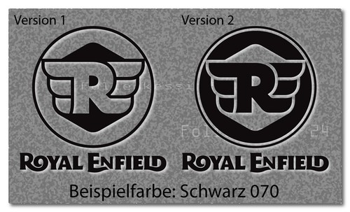 Royal Enfield 2 Aufkleber Logo & Schrift 2 Versionen Styling Bike Farbwahl R006 - Picture 2 of 6
