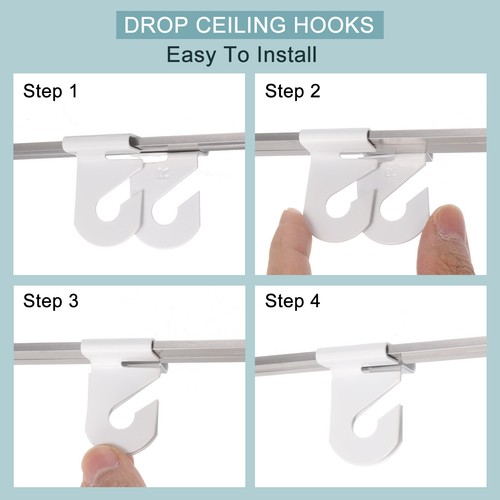 12 Pair Drop Ceiling Hooks 1" W Metal T-Bar Track Clip Suspended Ceiling Hooks - Picture 6 of 7