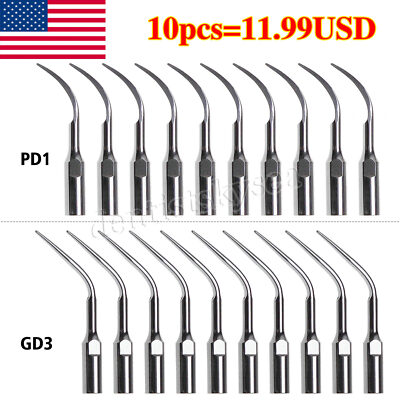 10pcs Dental Ultrasonic Scaler Tips Scaling Perio for SATELEC DTE GD3 PD1 US