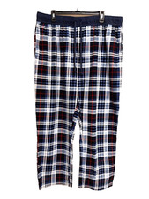 Nautica Men's Lounge Sleep Pants Soft 100 Cotton Drawstring Blue Plaid Size XL