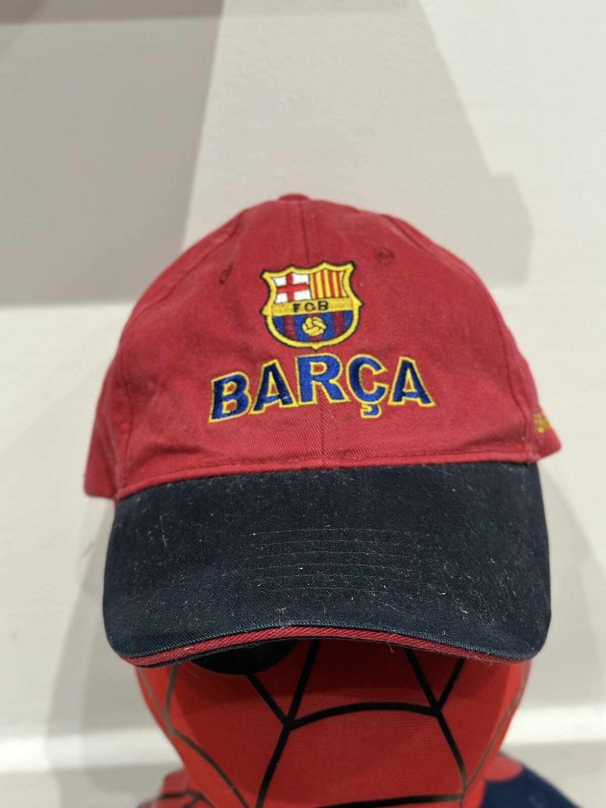 Rare Vintage Barcelona Barca Futbol Club Navy Blue Burgundy Embroidery Hat Cap