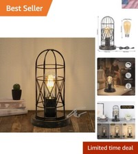 Industrial Table Lamp, Small Touch Lamp with Rustic Cage Vintage Bedside Lamp...