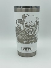 Yeti Rambler Blanco 20oz Taza Vaso Grabado Iron Maiden Obra de Arte Personalizada