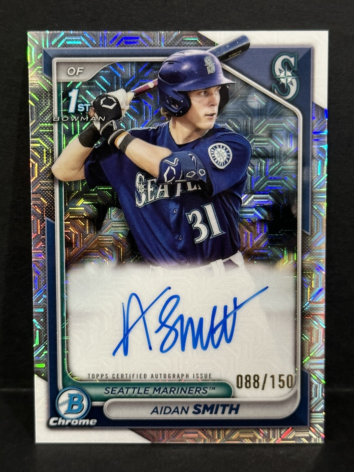 2024 Bowman Chrome Mariners 1st Bowman Aidan Smith Auto Mojo HTA Choice /150