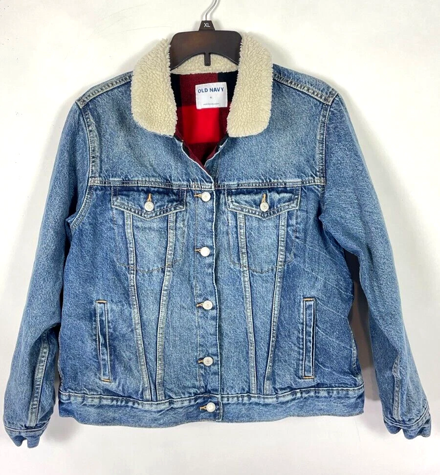Old navy jean deals jacket with fur