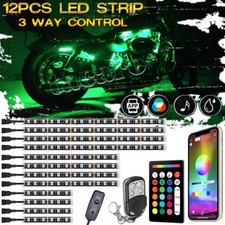 12x Rgb Motorcycle Led Light Kit Under Glow Body Strip For Harley-davidson Honda