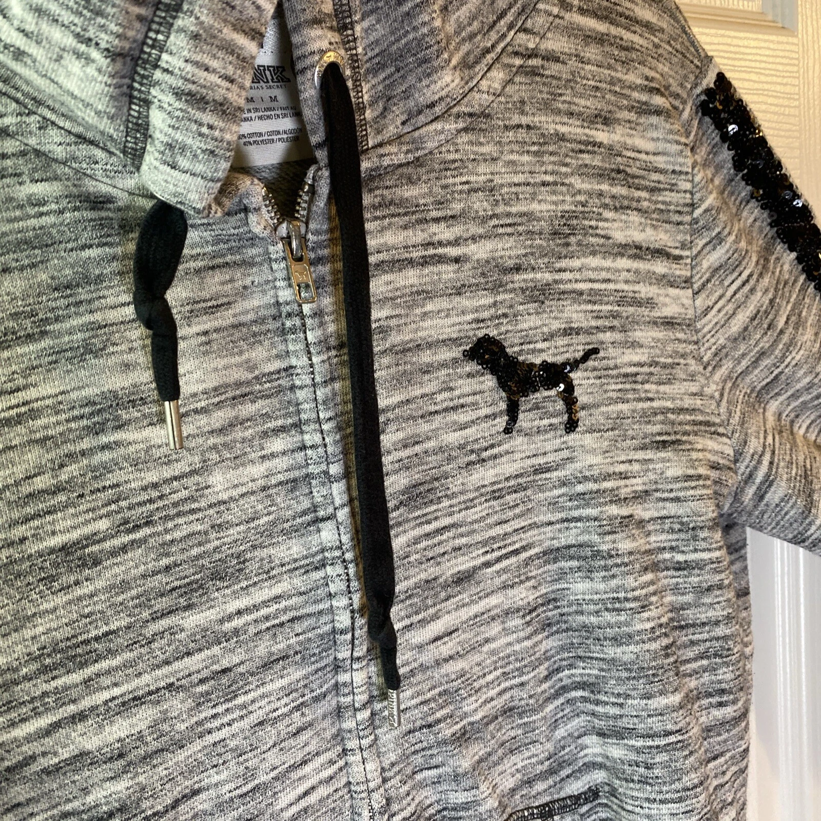 UNDERCOVER Felpa con cappuccio rosa Victoria'a Secret donna M MEDIA tasche cerniera intera casual