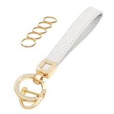 Microfiber Leather Wristlet Keychain,Wrist Keychain Car Key Chain White Gold