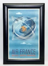 50er Jahre Vintage "Air France" offizielle Viertelgröße Poster mit Rahmen