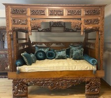 Bali Daybed Chin. Hochzeitsbett Indonesien Antik Teak Opium Smoker Bed Vintage