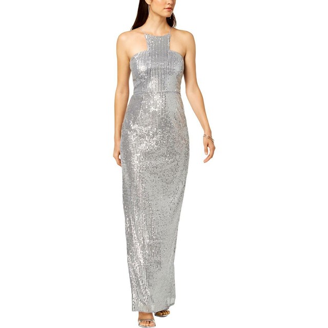 silver halter gown