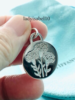 Tiffany & Co. Go Women Marathon Circle Flower Charm Pendant  Silver w Pouch