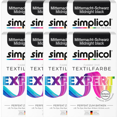 Simplicol Expert Textilfarbe Mitternacht-Schwarz 8 x 150 g 