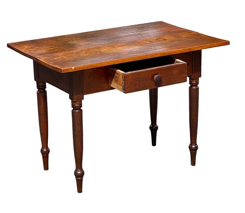 ANTIQUE QUEEN ANNE PENNSYLVANIA WALNUT COUNTRY TAVERN TABLE WITH CENTER DRAWER - Picture 3 of 13