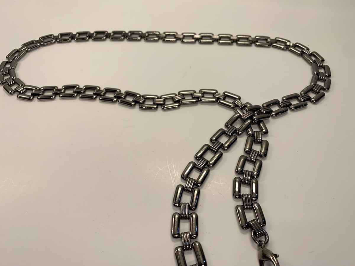 Square Silver Tone Belly Body Metal Chain Link Belt OS One 