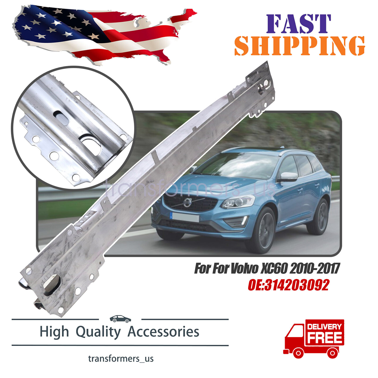 Aluminum 314203092 Front Bumper Reinforcement for Volvo XC60 2010-2017