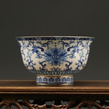 Qing Dynasty Qianlong blue-and-white high-footed bowl Antique reproduction