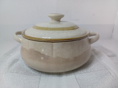 Crown Manor Ceramic Pot Bowl w/ lid. Handpainted Stoneware Floral Garden Pattern
