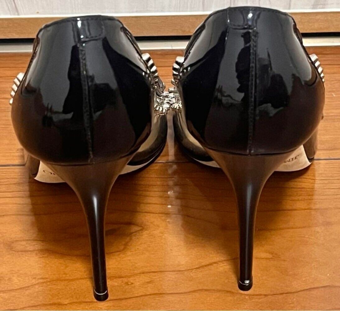 Jimmy Choo Studs Pumps Black Enamel Pointed Toe High Heels Jimmy Choo Studs Pumps Black Enamel Pointed Toe High Heels