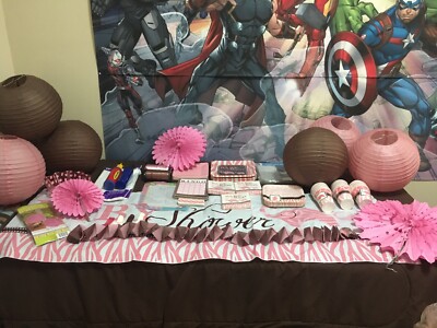 baby shower decorations girl pink Brown