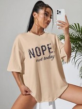 Womens T Shirt Ladies Oversized Baggy Fit Short Sleeve Slogan T-shirt Tee Tops