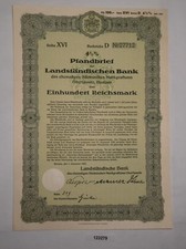 100 Reichsmark Pfandbrief Landst&auml;ndische Bank Bautzen 1. Dezember 1937 (123279)
