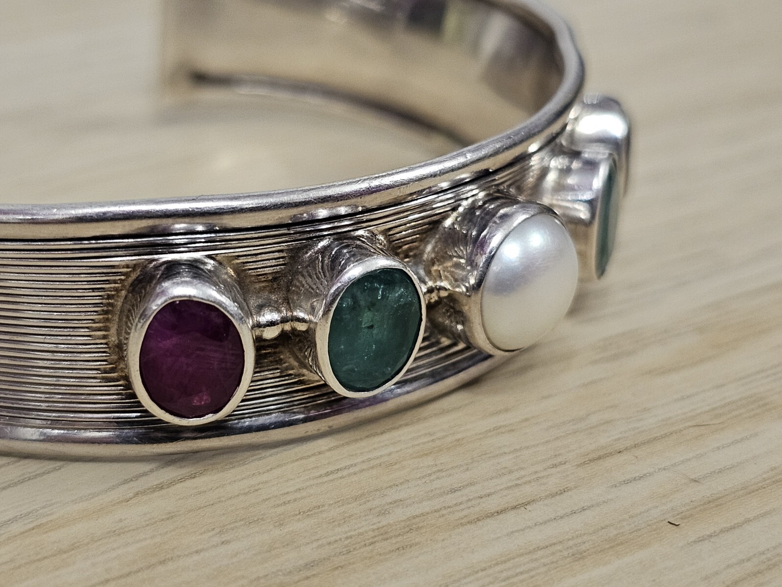 Photo 4 of sterling silver Multi Gem Stone Bracelet Mexican Adjustable 34grams