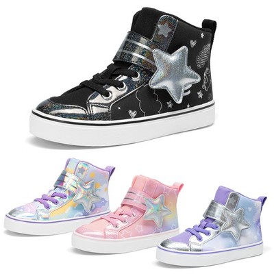 Kids Girls Sparkly Shiny Fashion Sneakers Comfortable Casual Shoes Walking Shoes