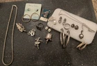 Vtg 925 Sterling Silver Lot 76 Grams Mixed Jewelry Lot Marcasite Chain Ears Pins