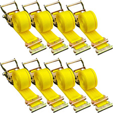 E-track Ratchet Straps 8 Pack 2 X 15 Heavy Duty Cargo Tie-downs 4400 Lbs Bre