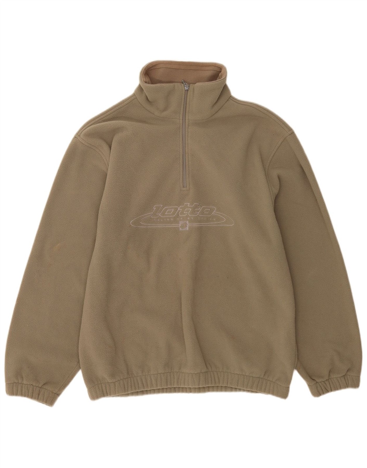 Lotto Mens Graphic Zip Neck Fleece Jumper UK 42/44 XL Khaki Polyester BZ06