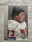 John Hannah Signed 1998 Pro Football Hall of Fame 4x6 Gold Card Patriots PSA