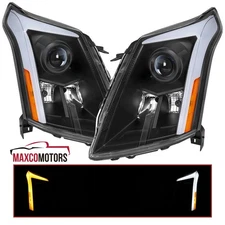 Black Projector Headlights Fits 2010-2016 Cadillac SRX LED Sequential Signal Bar