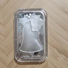 2001 Christmas Bell 1 Troy Ounce .999 Fine Silver Bar Holiday 1 Troy Oz Total
