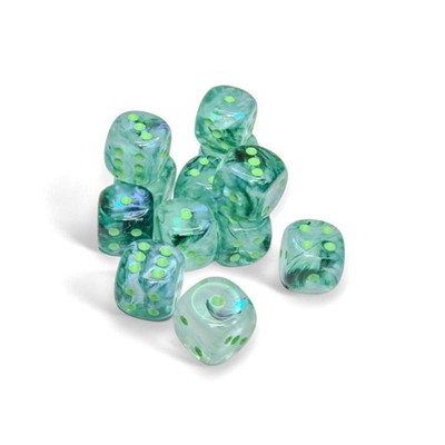 Kelp Borealis Dice Luminary with Light Green Pips D6 16mm (5/8in) Pack of 12 Che