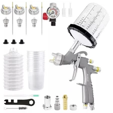 D1 Lvlp Air Spray Gun Premium Kit W/1.3/1.5/1.7mm Nozzle & Air Regulator Paint